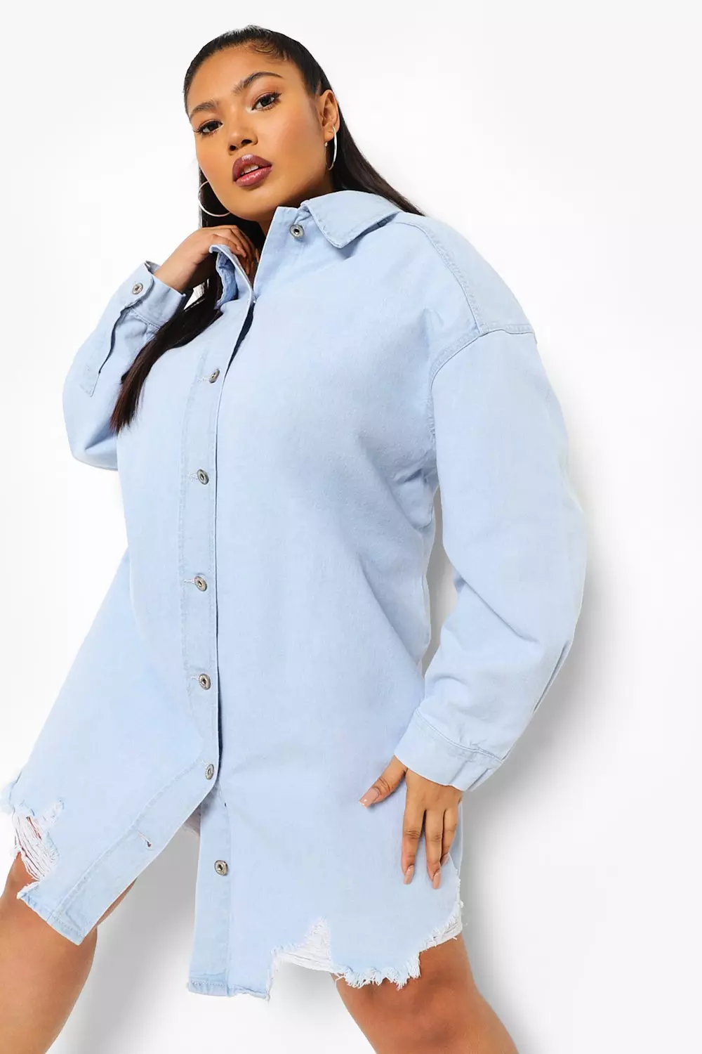 Distressed denim 2025 dress plus size